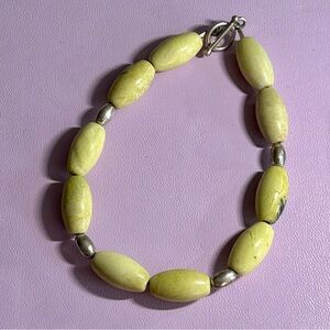 Handcrafted Yellow Turquoise & Silver Beads w/toggle Clasp